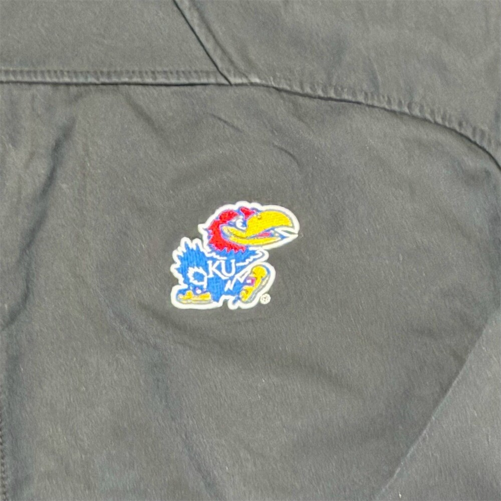 Columbia Kansas Jayhawks KU Mens L Black Windbreaker Jacket Fleece Lined Zip Ful - Picture 10 of 10